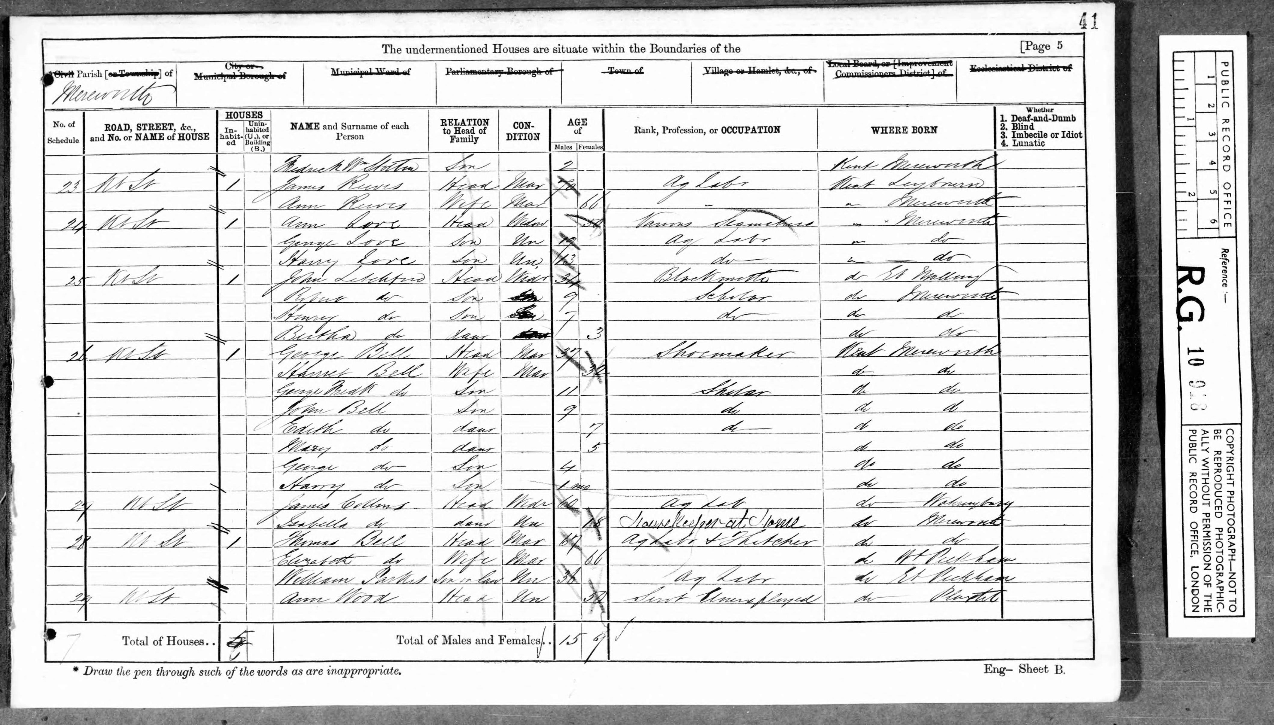 George Bell Family 1871 Census